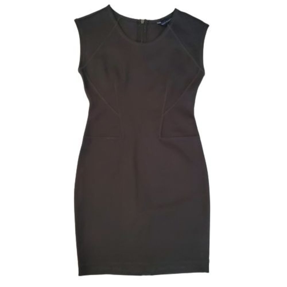 French Connection Women's T-Monique Stretch Cap Sleeve Dress Ebony/Soleil Size 8 - Picture 3 of 13
